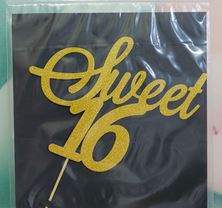 Picture of GOLD SWEET 16 CAKE TOPPER
